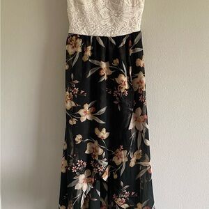 Lily Rose Cream and Black Strapless Sundress